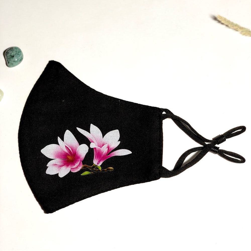 Magnolia Mask 100% Linen Face Mask With Print